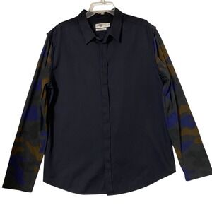 Philip Lim For Target Men's Shirt L Navy Button Up Long Sleeve Going Out Preppy